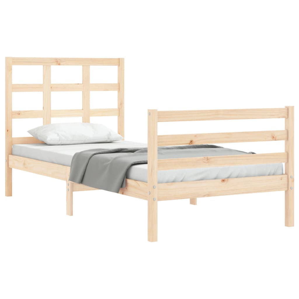 vidaXL Estructura de cama individual con cabecero madera maciza