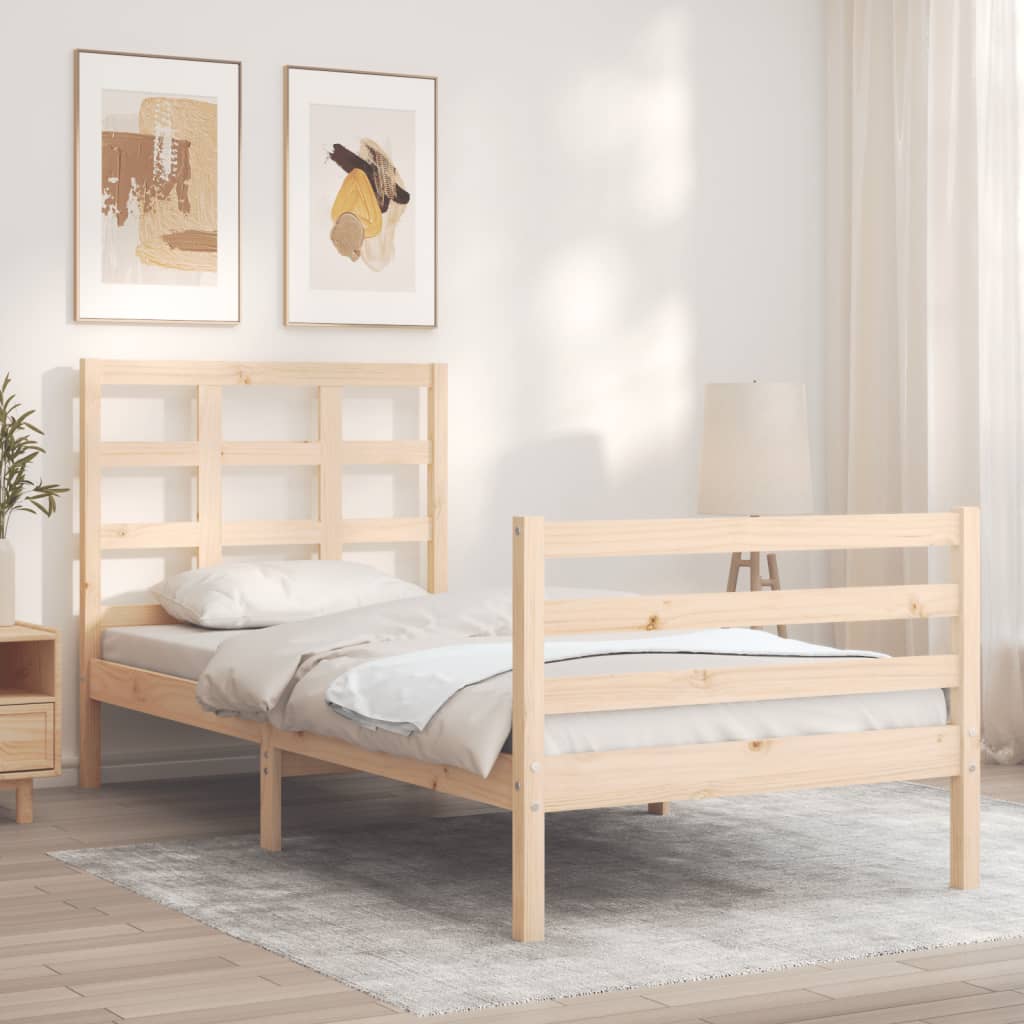 vidaXL Estructura de cama individual con cabecero madera maciza