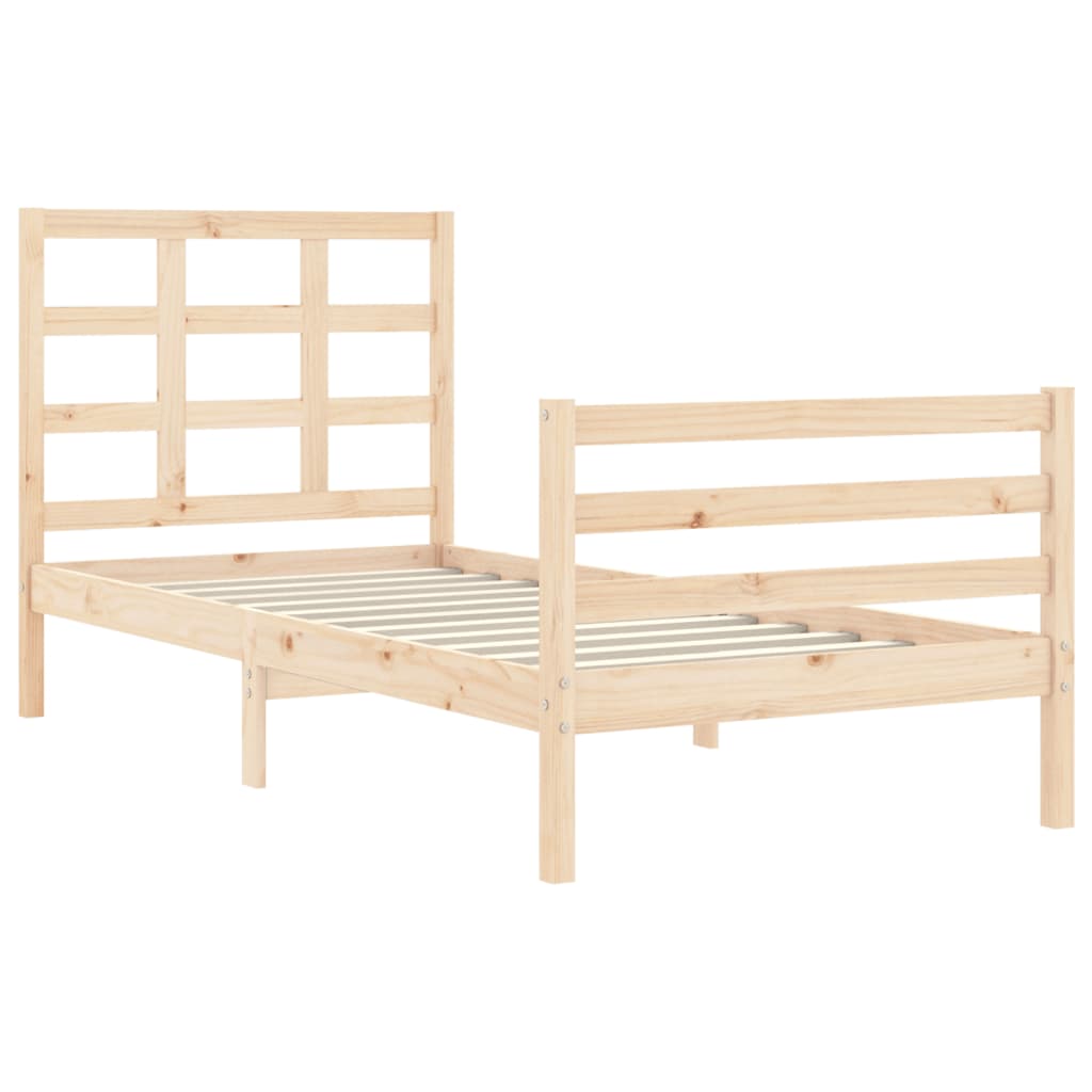 vidaXL Estructura de cama individual con cabecero madera maciza