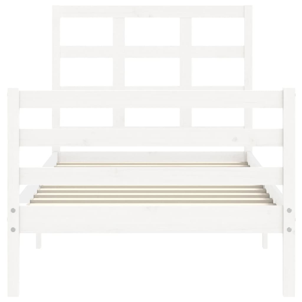 vidaXL Estructura de cama individual con cabecero madera maciza blanco