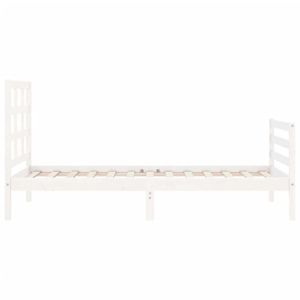 vidaXL Estructura de cama individual con cabecero madera maciza blanco