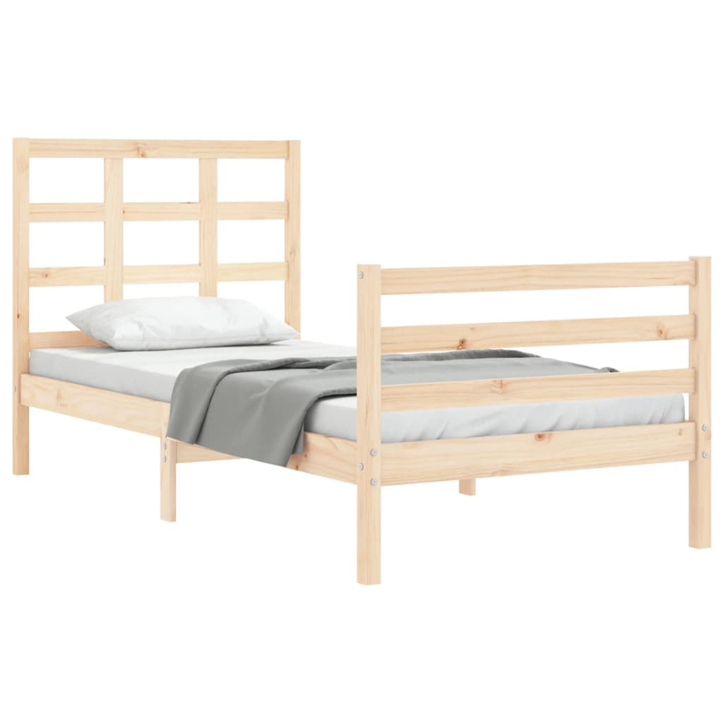 vidaXL Estructura de cama con cabecero madera maciza