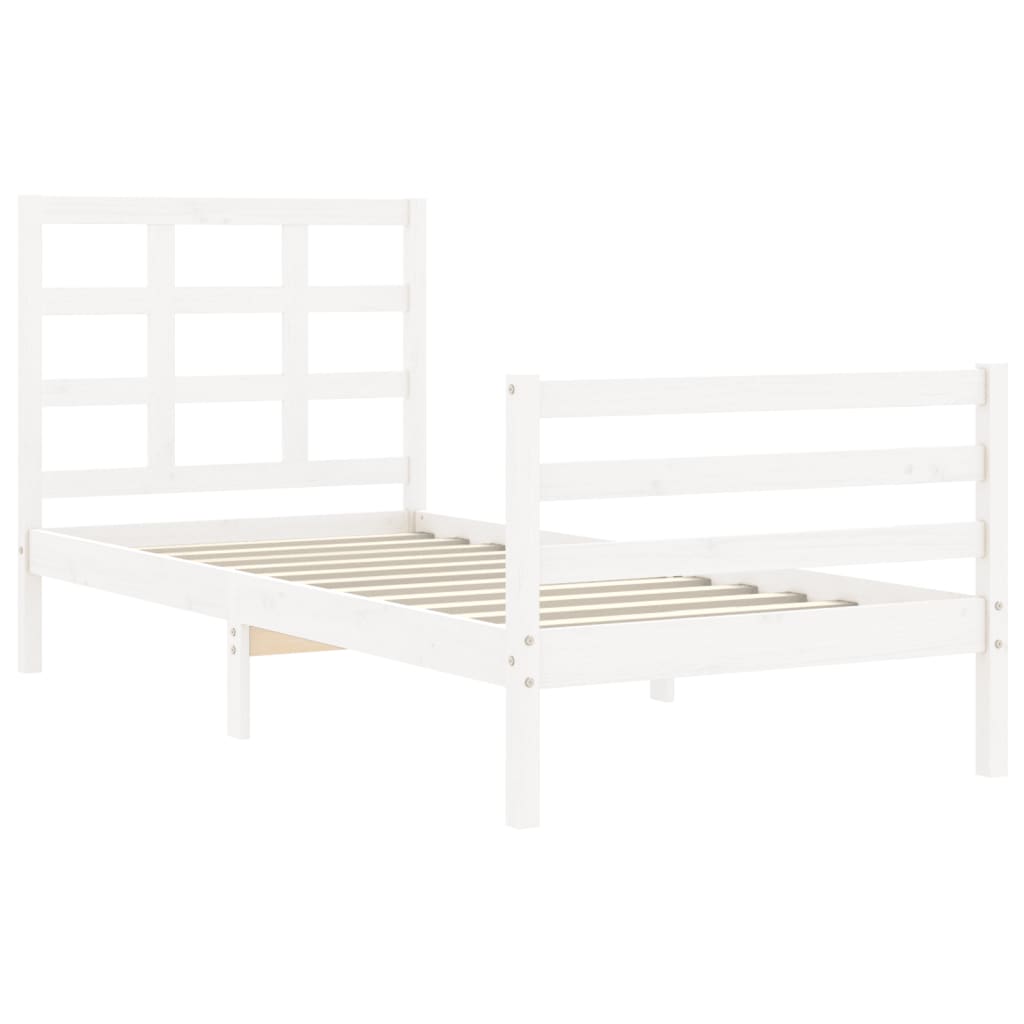 vidaXL Estructura de cama con cabecero madera maciza blanco