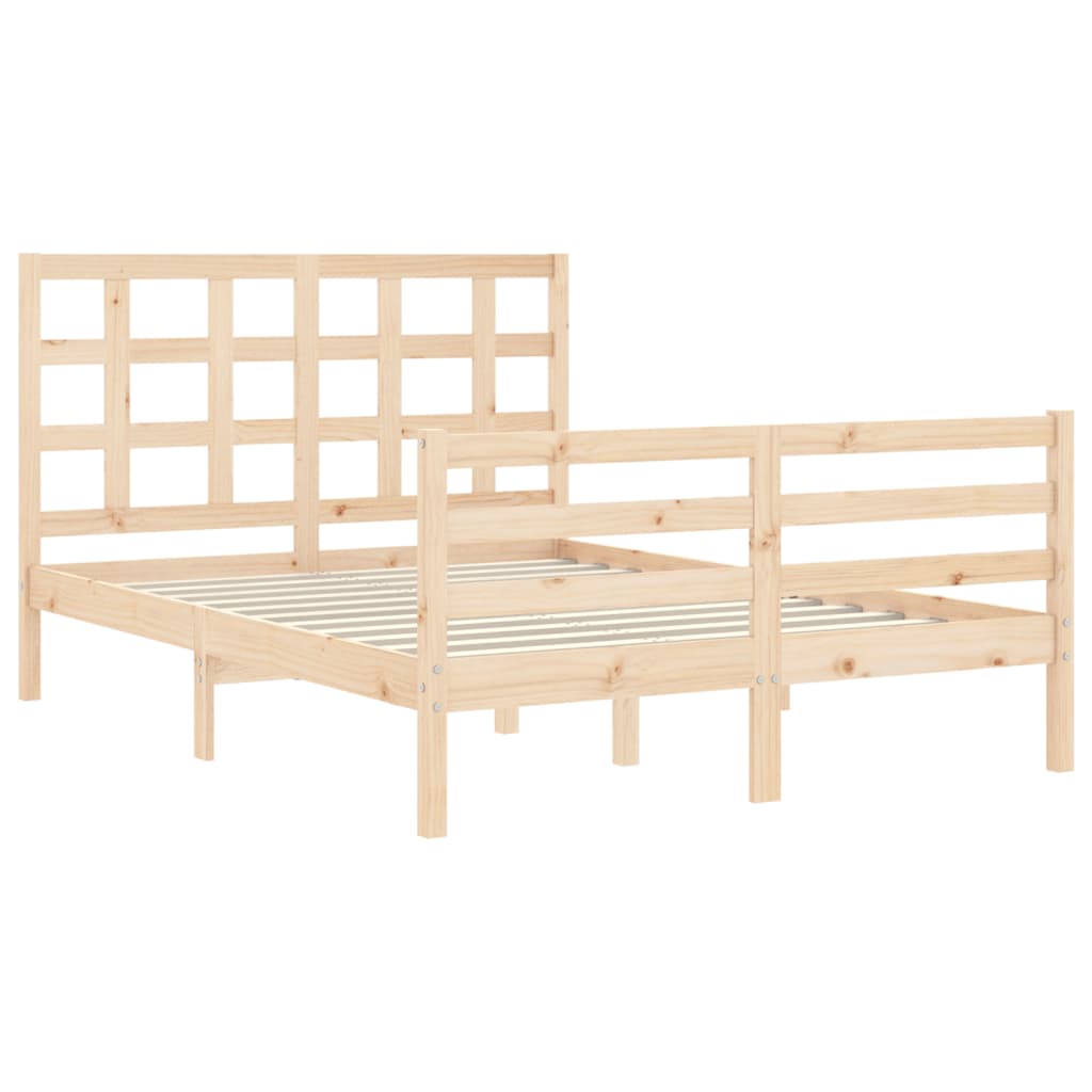 vidaXL Estructura de cama de matrimonio con cabecero madera maciza