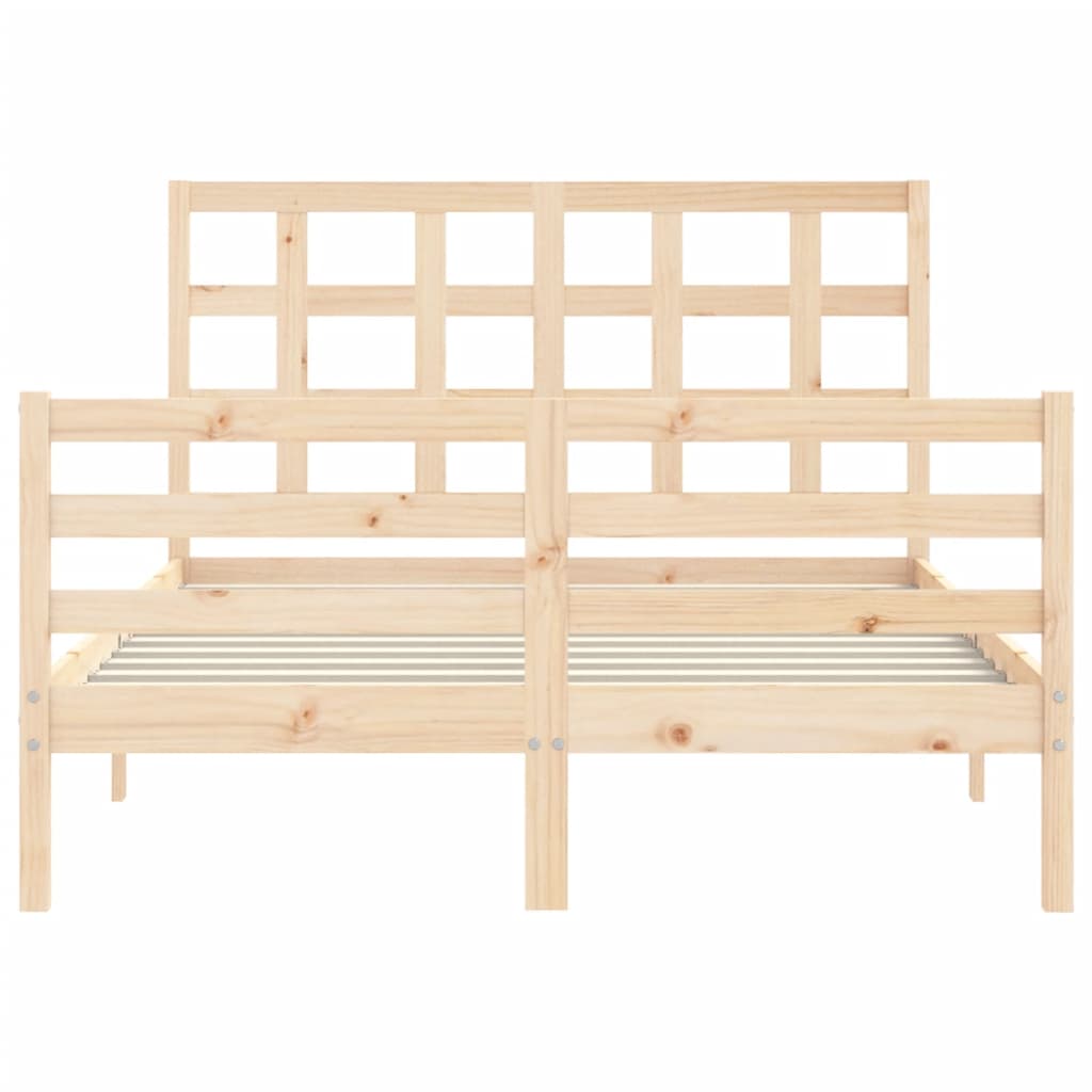 vidaXL Estructura de cama de matrimonio con cabecero madera maciza