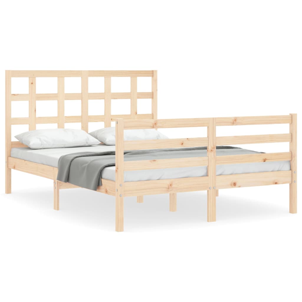 vidaXL Estructura de cama con cabecero madera maciza 140x190 cm