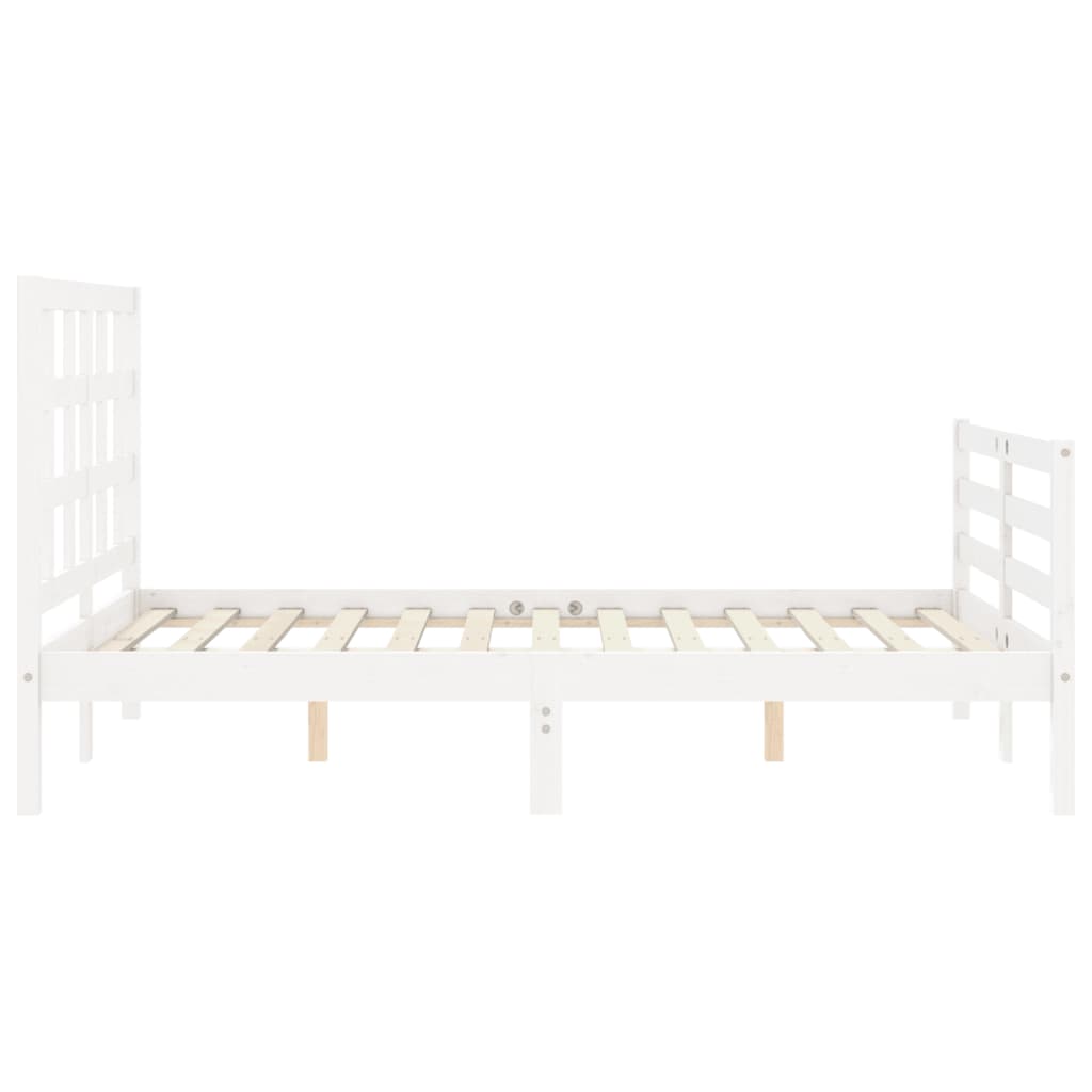 vidaXL Estructura de cama con cabecero madera maciza blanco 140x190 cm