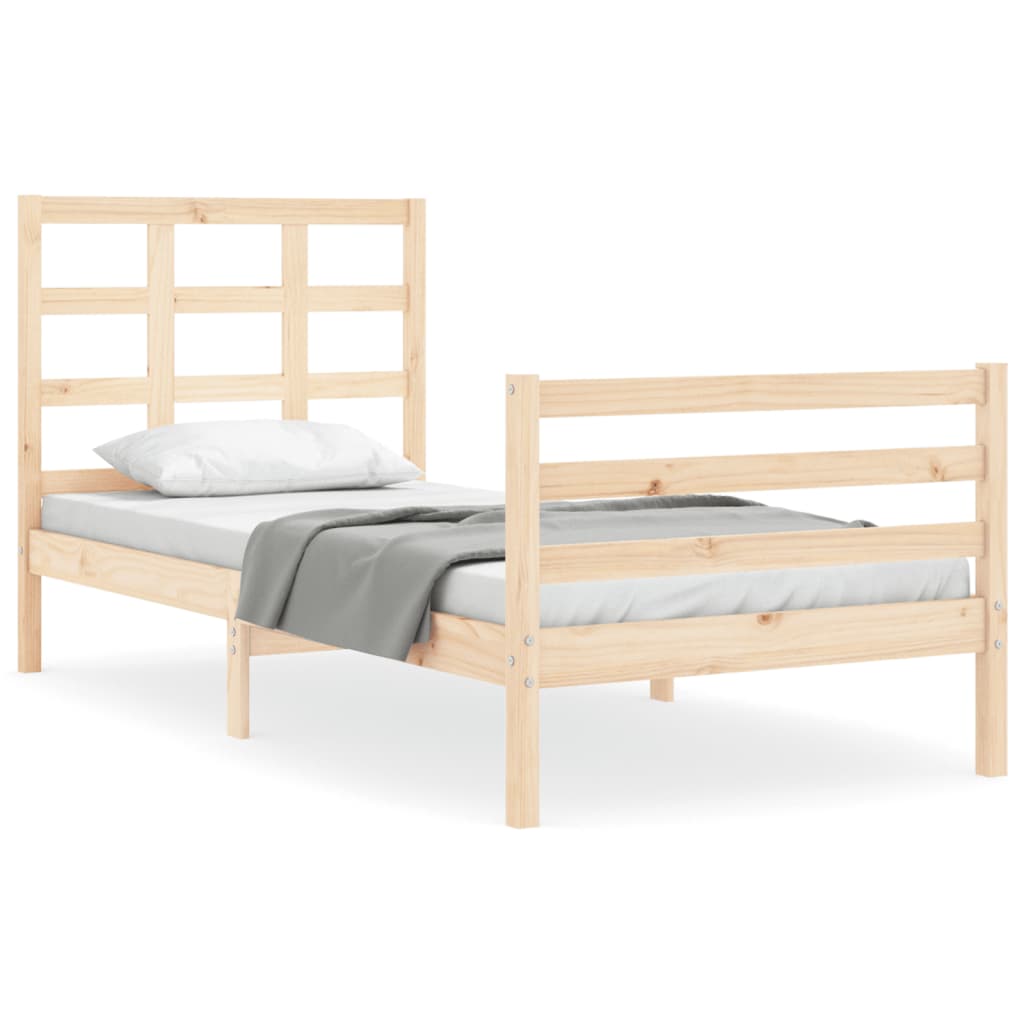 vidaXL Estructura de cama con cabecero madera maciza 90x200 cm