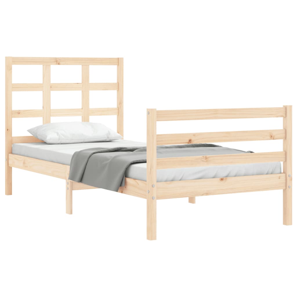 vidaXL Estructura de cama con cabecero madera maciza 90x200 cm