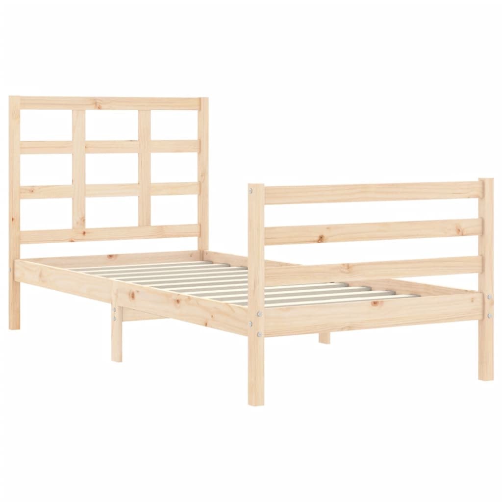 vidaXL Estructura de cama con cabecero madera maciza 90x200 cm