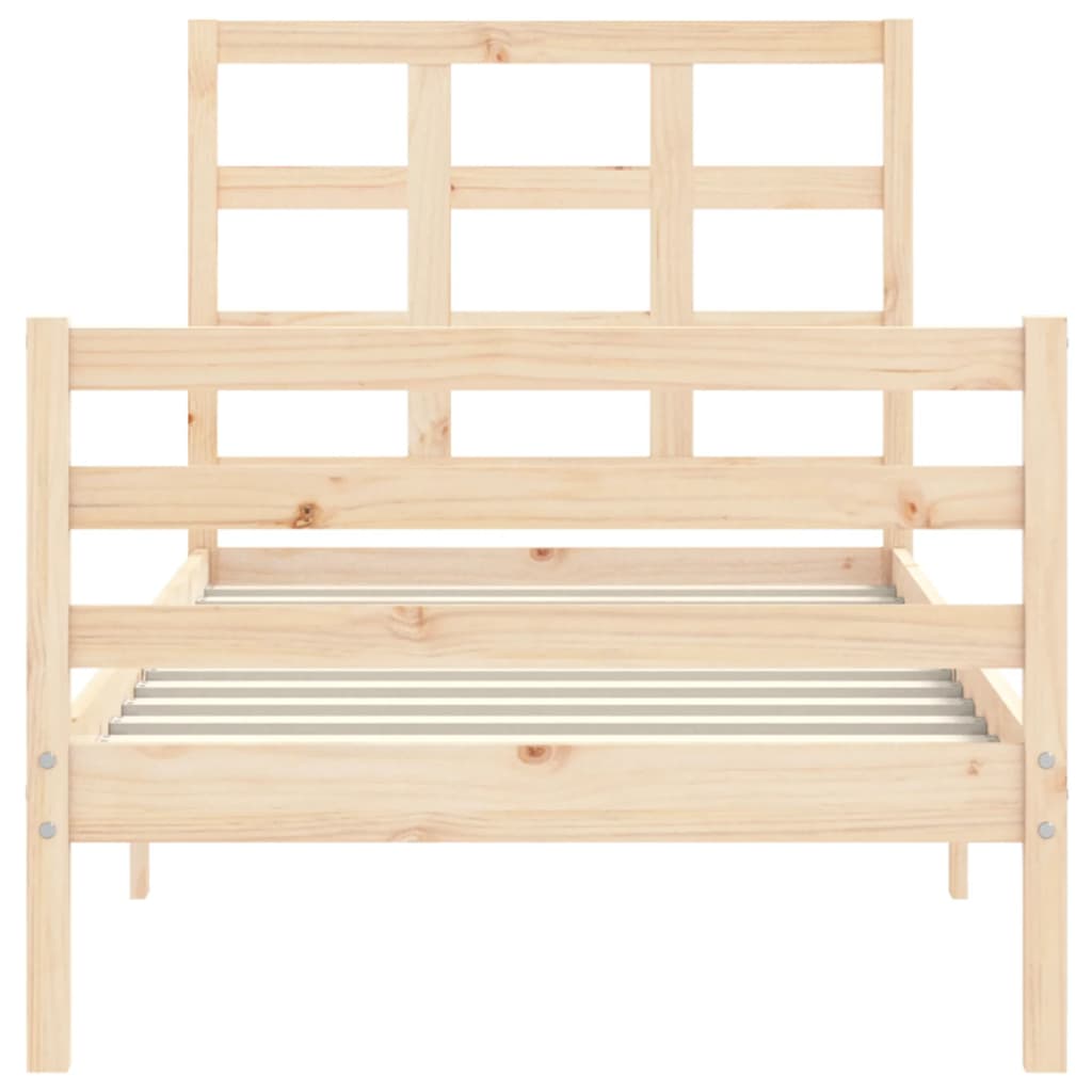 vidaXL Estructura de cama con cabecero madera maciza 90x200 cm