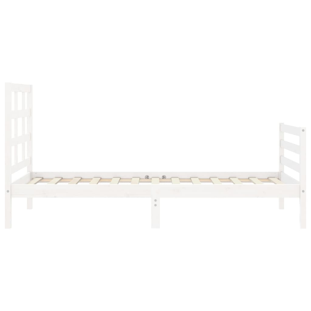 vidaXL Estructura de cama con cabecero madera maciza blanco 90x200 cm