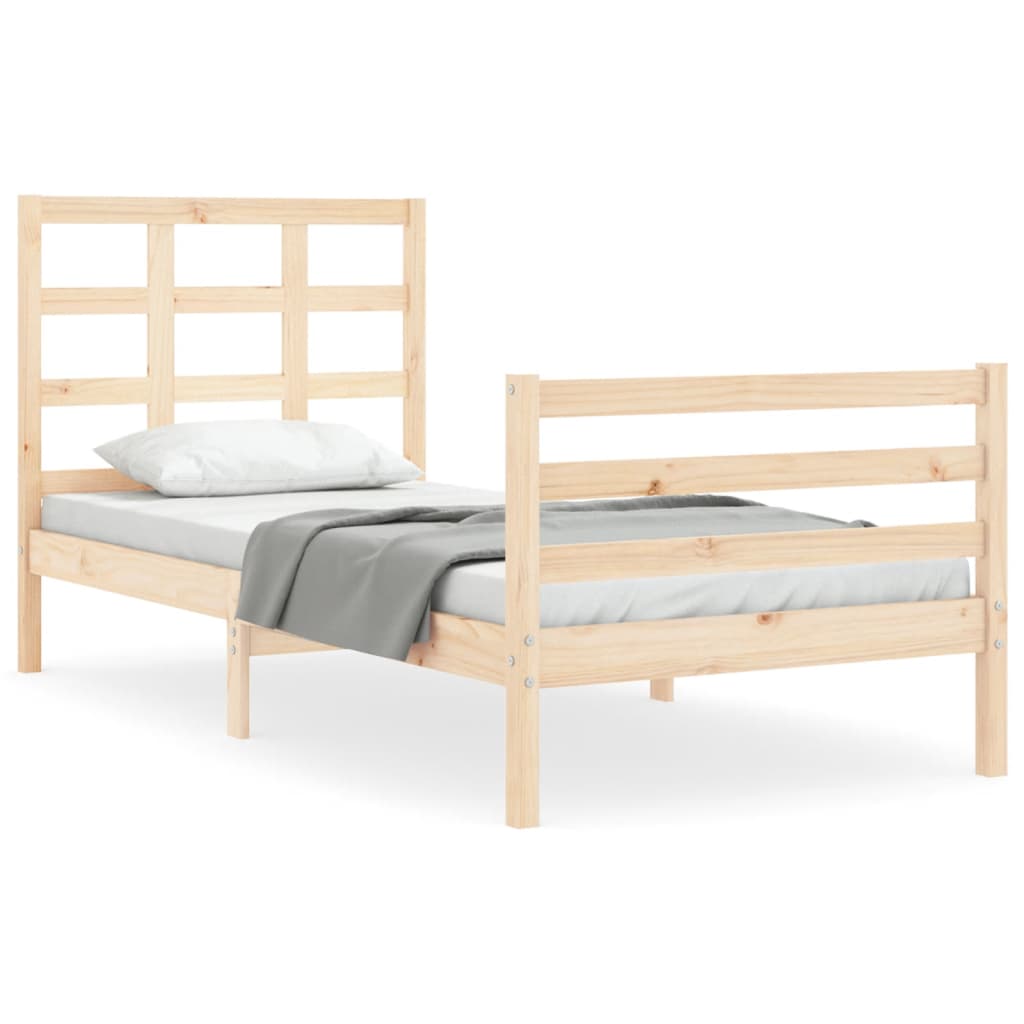 vidaXL Estructura de cama con cabecero madera maciza 100x200 cm