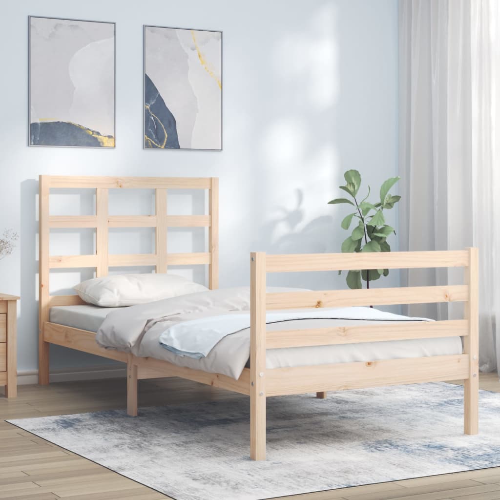 vidaXL Estructura de cama con cabecero madera maciza 100x200 cm