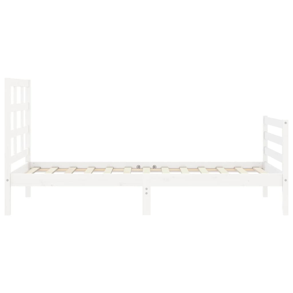 vidaXL Estructura de cama con cabecero madera maciza blanco 100x200 cm