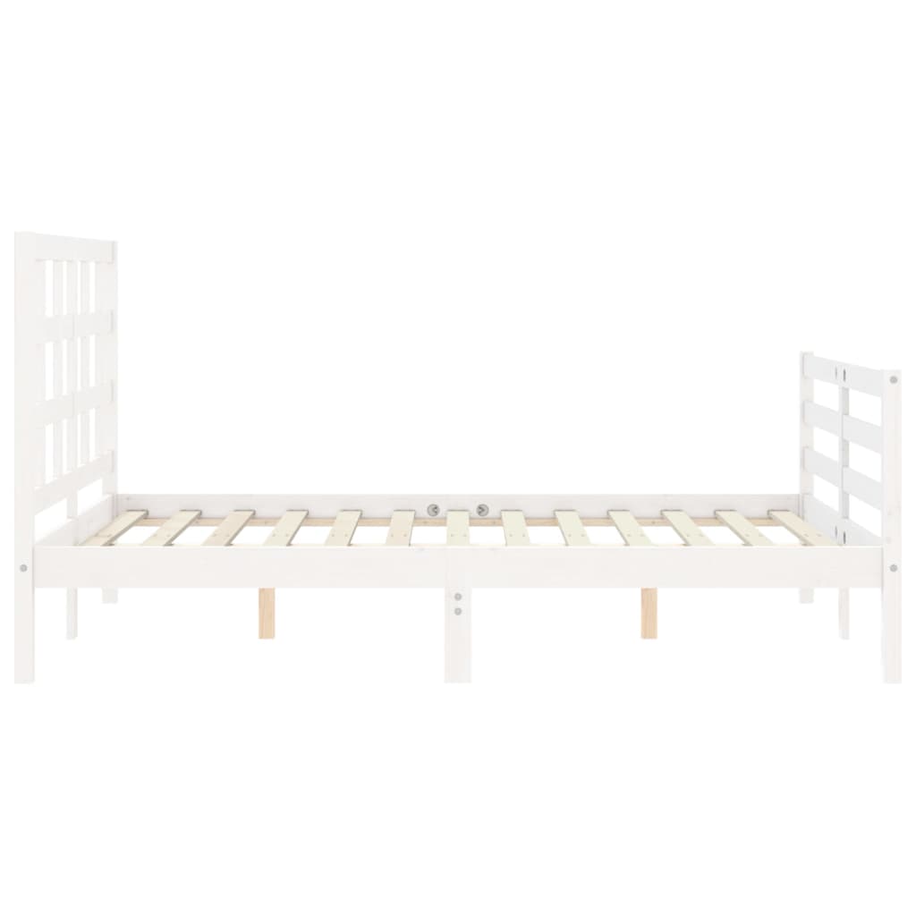 vidaXL Estructura de cama con cabecero madera maciza blanco 120x200 cm