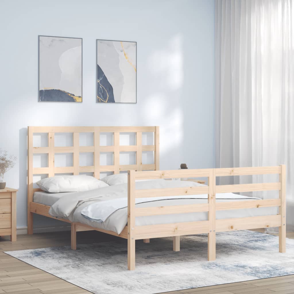 vidaXL Estructura de cama con cabecero madera maciza 140x200 cm