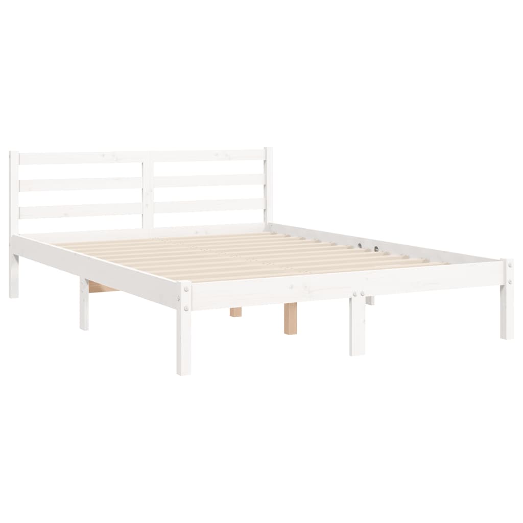 vidaXL Estructura de cama con cabecero madera maciza blanco 140x200 cm