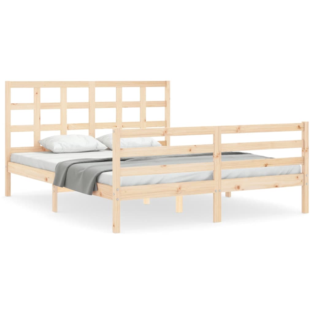 vidaXL Estructura de cama con cabecero madera maciza 160x200 cm