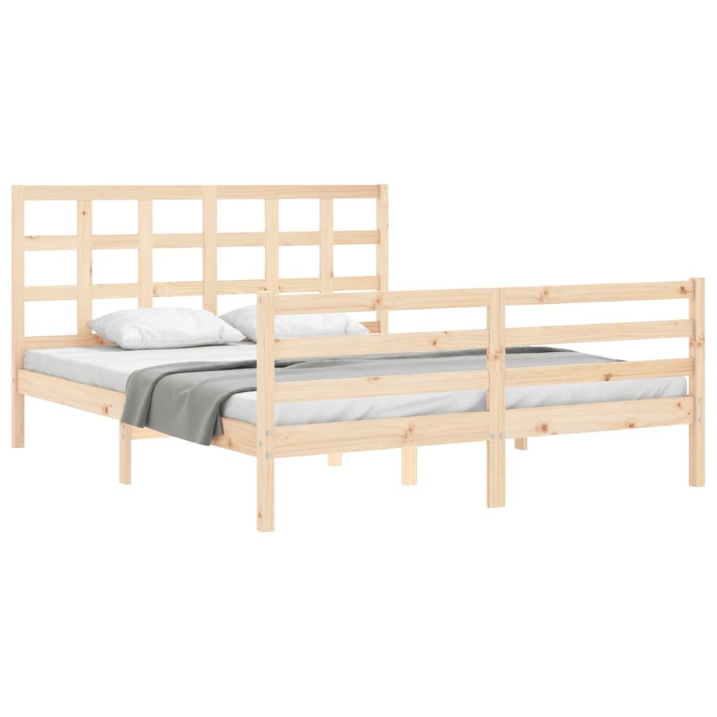 vidaXL Estructura de cama con cabecero madera maciza 160x200 cm