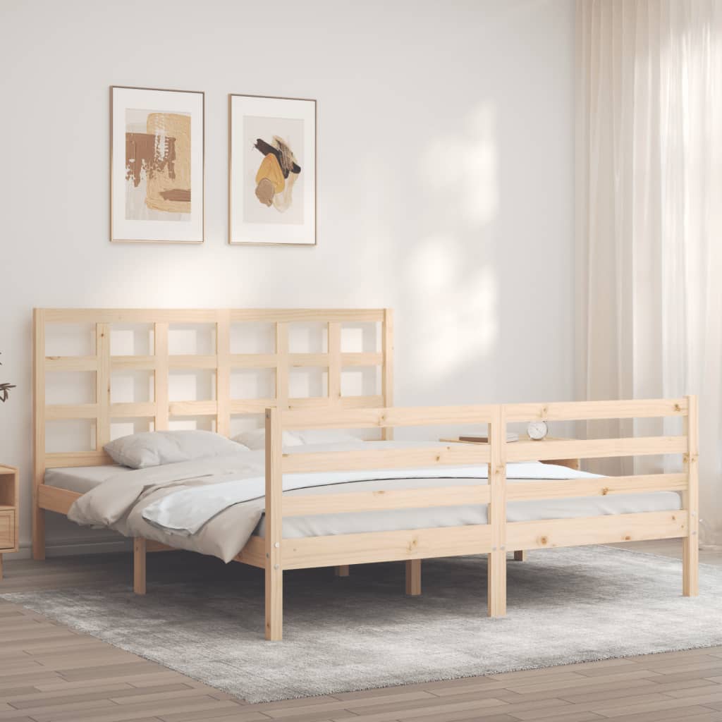 vidaXL Estructura de cama con cabecero madera maciza 160x200 cm