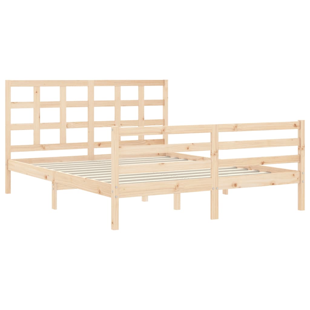 vidaXL Estructura de cama con cabecero madera maciza 160x200 cm