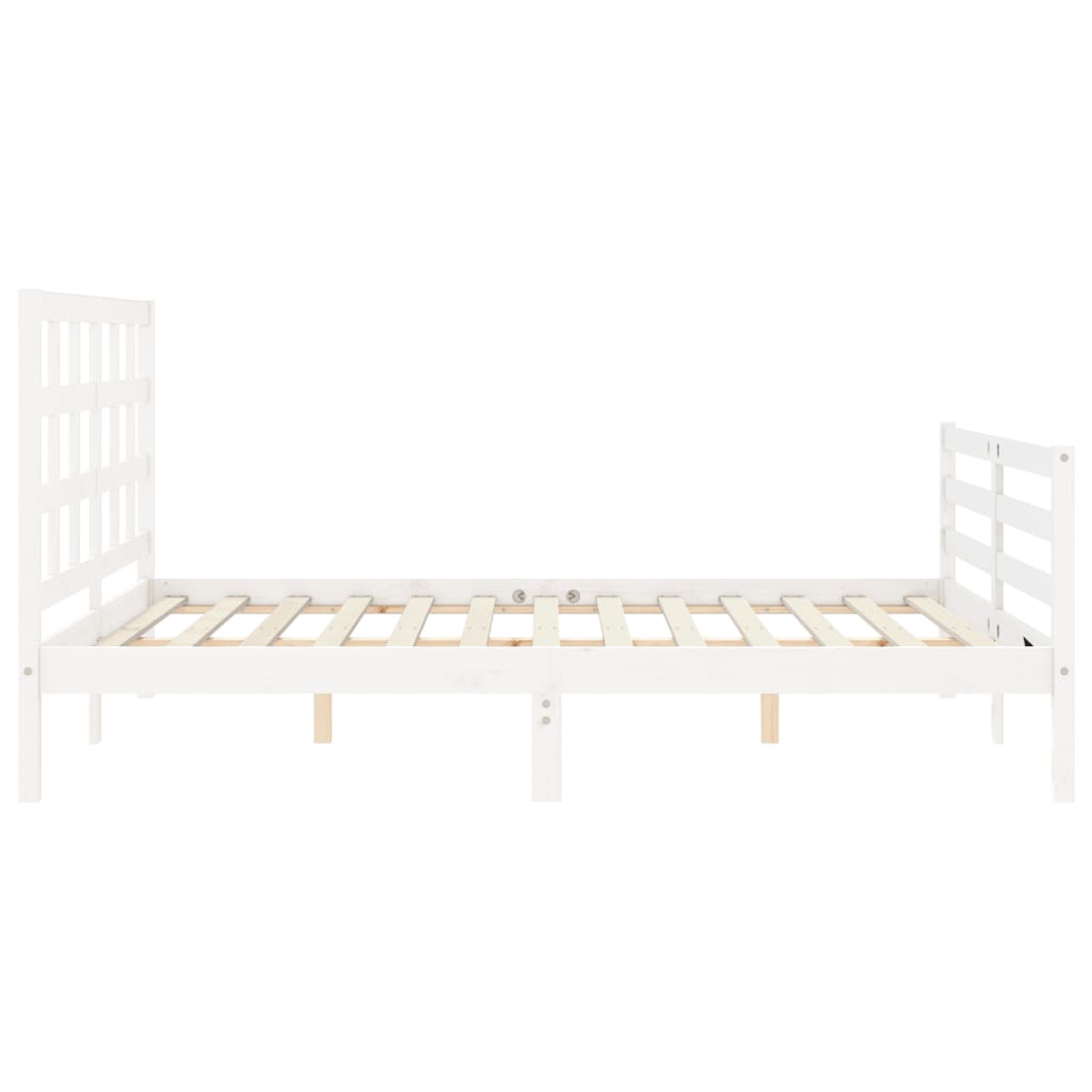 vidaXL Estructura de cama con cabecero madera maciza blanco 160x200 cm