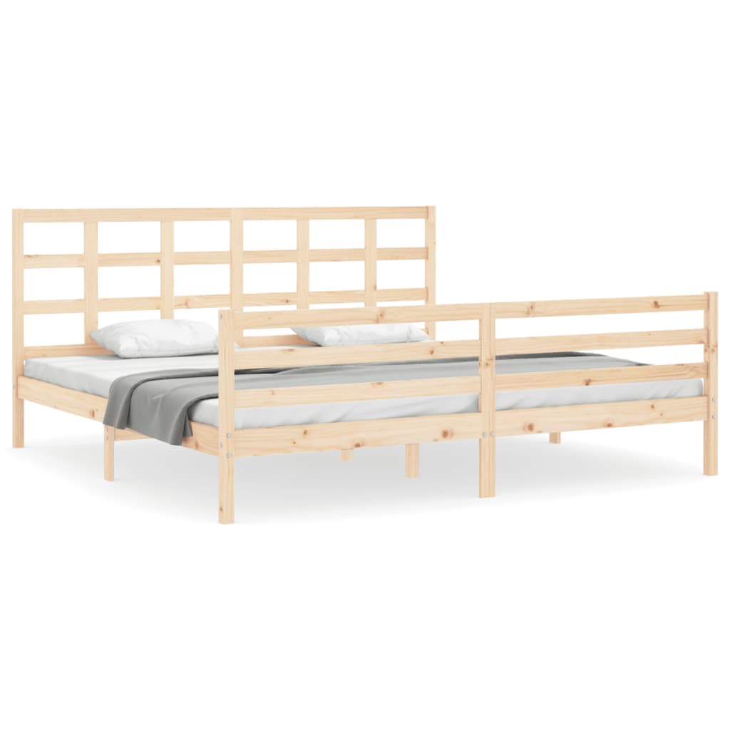 vidaXL Estructura de cama de matrimonio con cabecero madera maciza