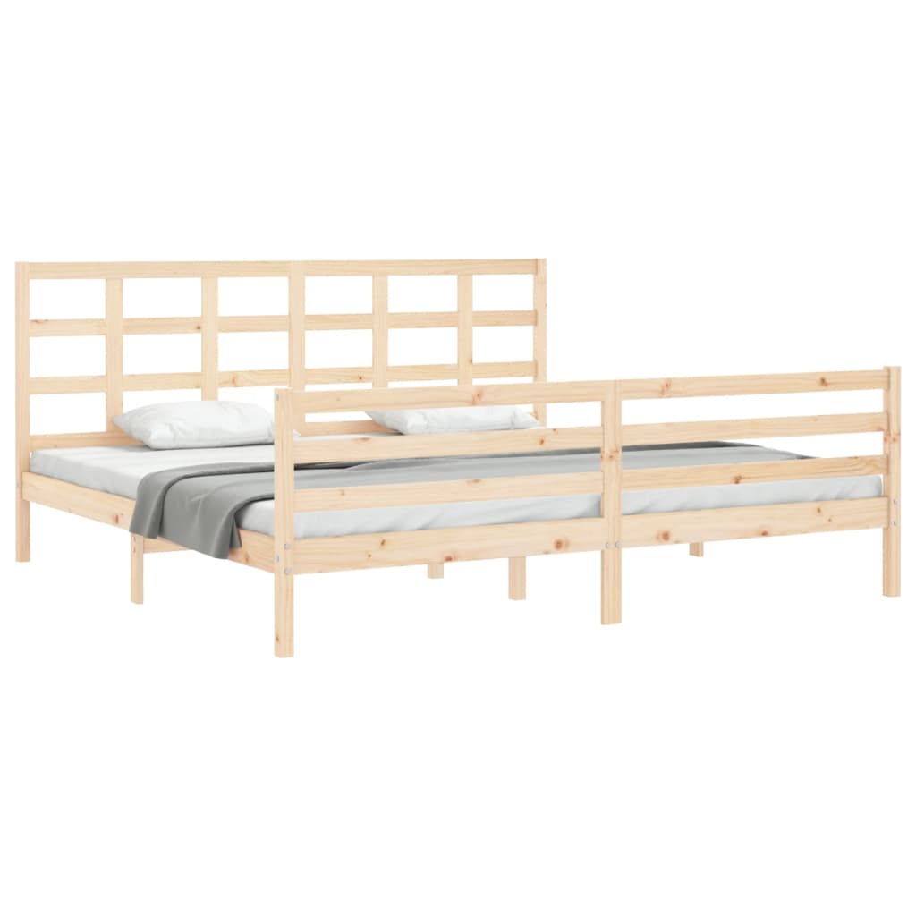 vidaXL Estructura de cama de matrimonio con cabecero madera maciza