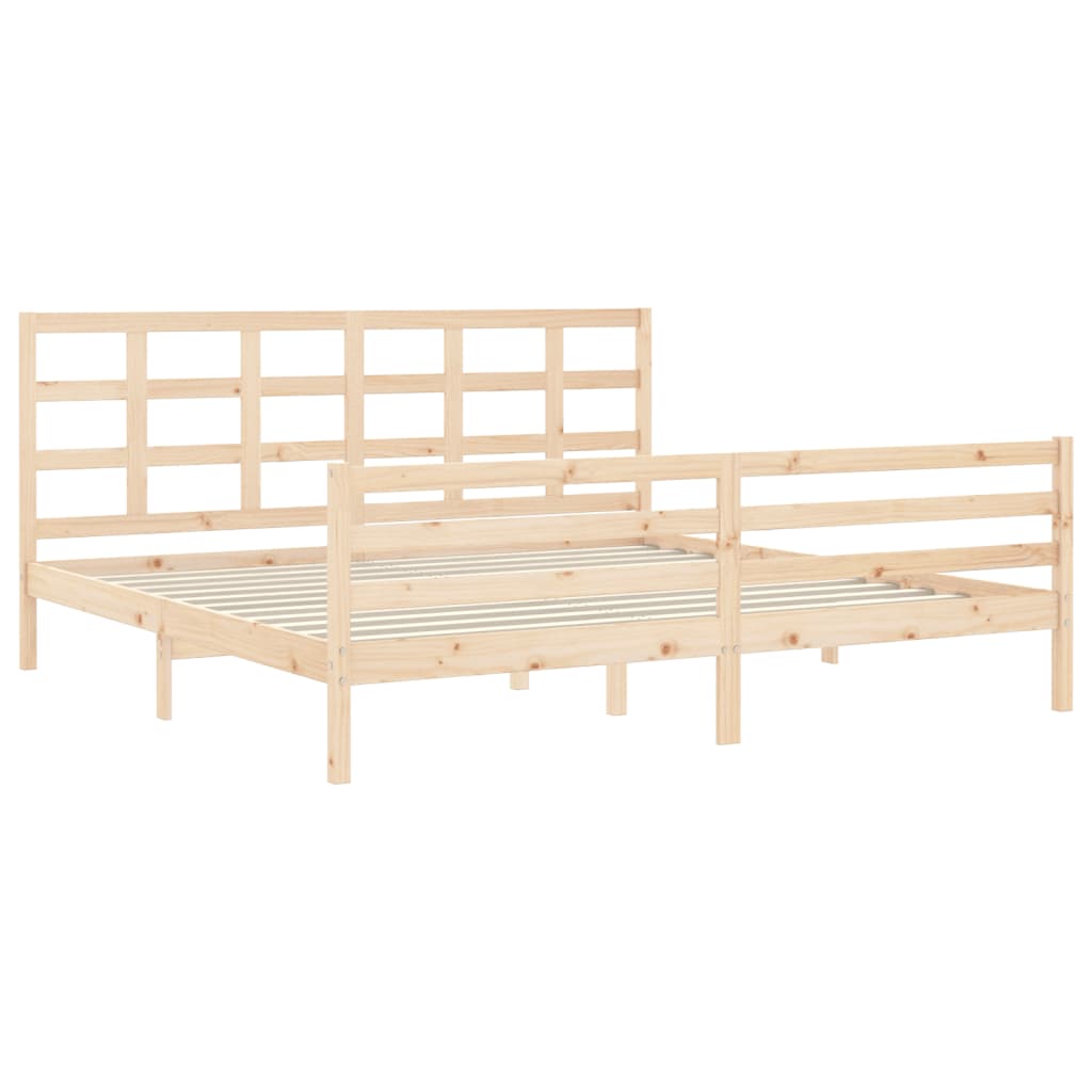 vidaXL Estructura de cama de matrimonio con cabecero madera maciza