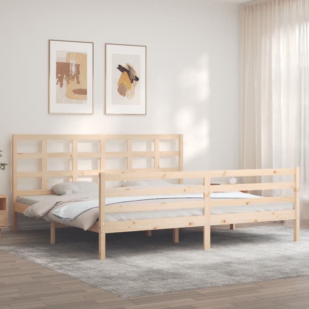 vidaXL Estructura de cama de matrimonio con cabecero madera maciza