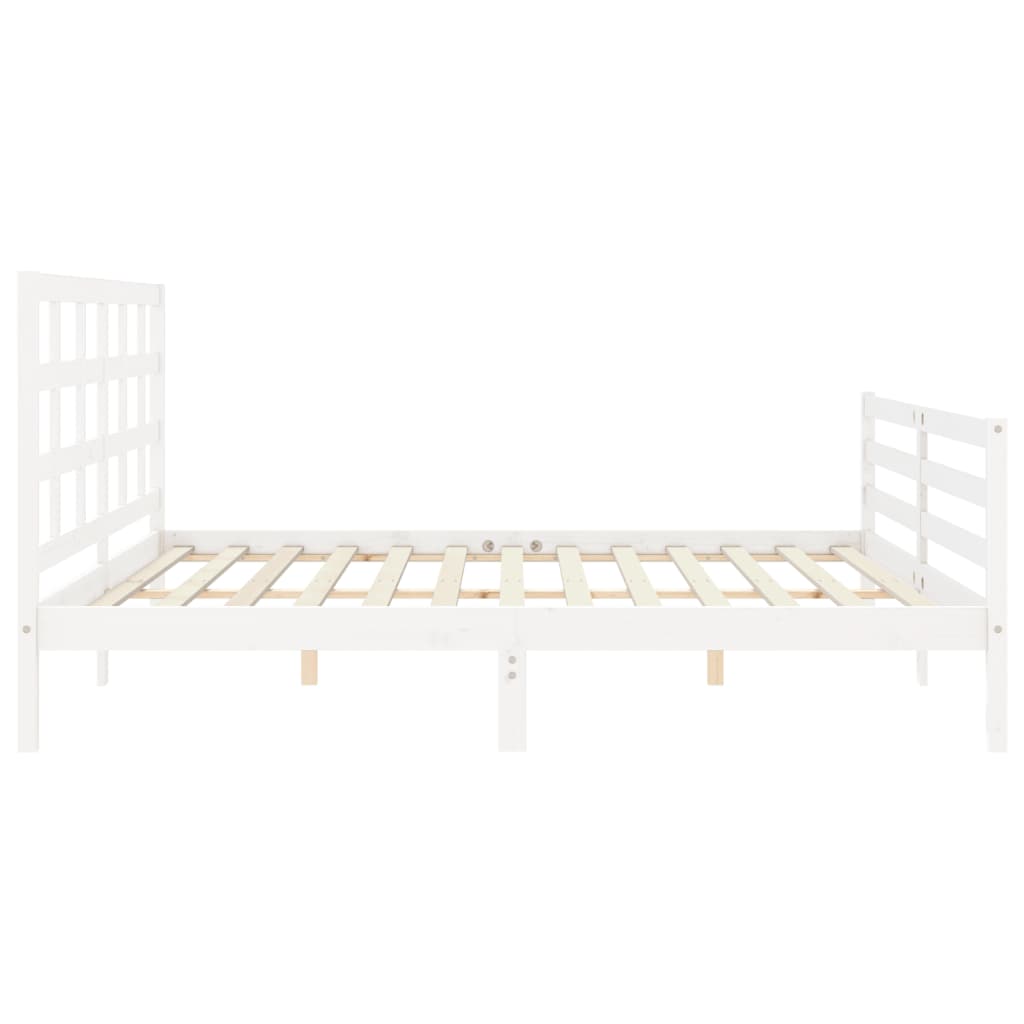 vidaXL Estructura cama de matrimonio con cabecero madera maciza blanco