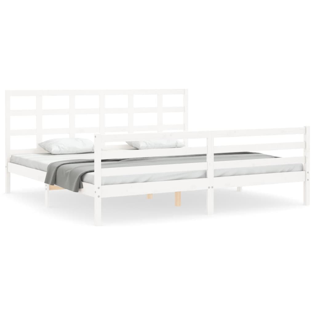 vidaXL Estructura de cama con cabecero madera maciza blanco 200x200 cm