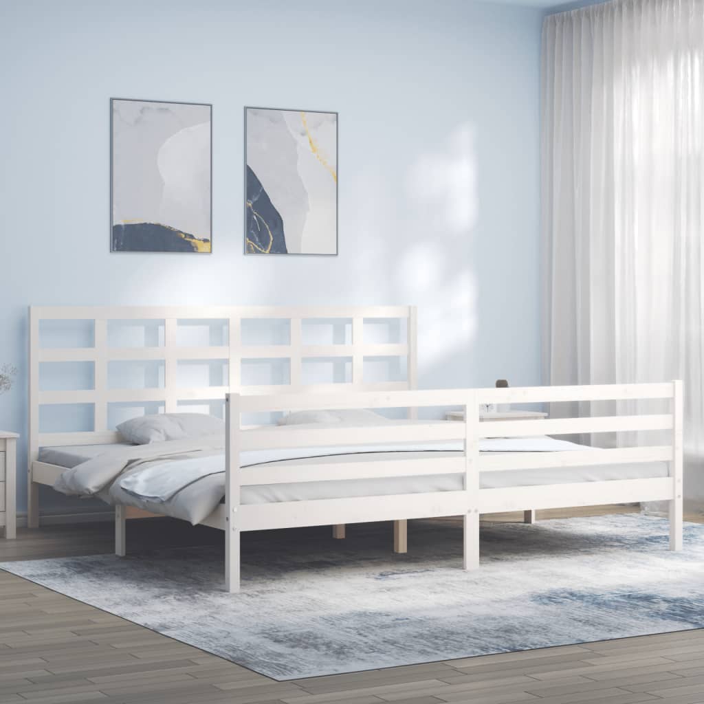 vidaXL Estructura de cama con cabecero madera maciza blanco 200x200 cm