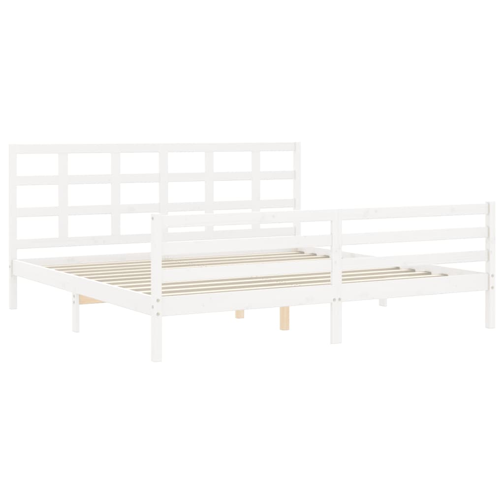 vidaXL Estructura de cama con cabecero madera maciza blanco 200x200 cm