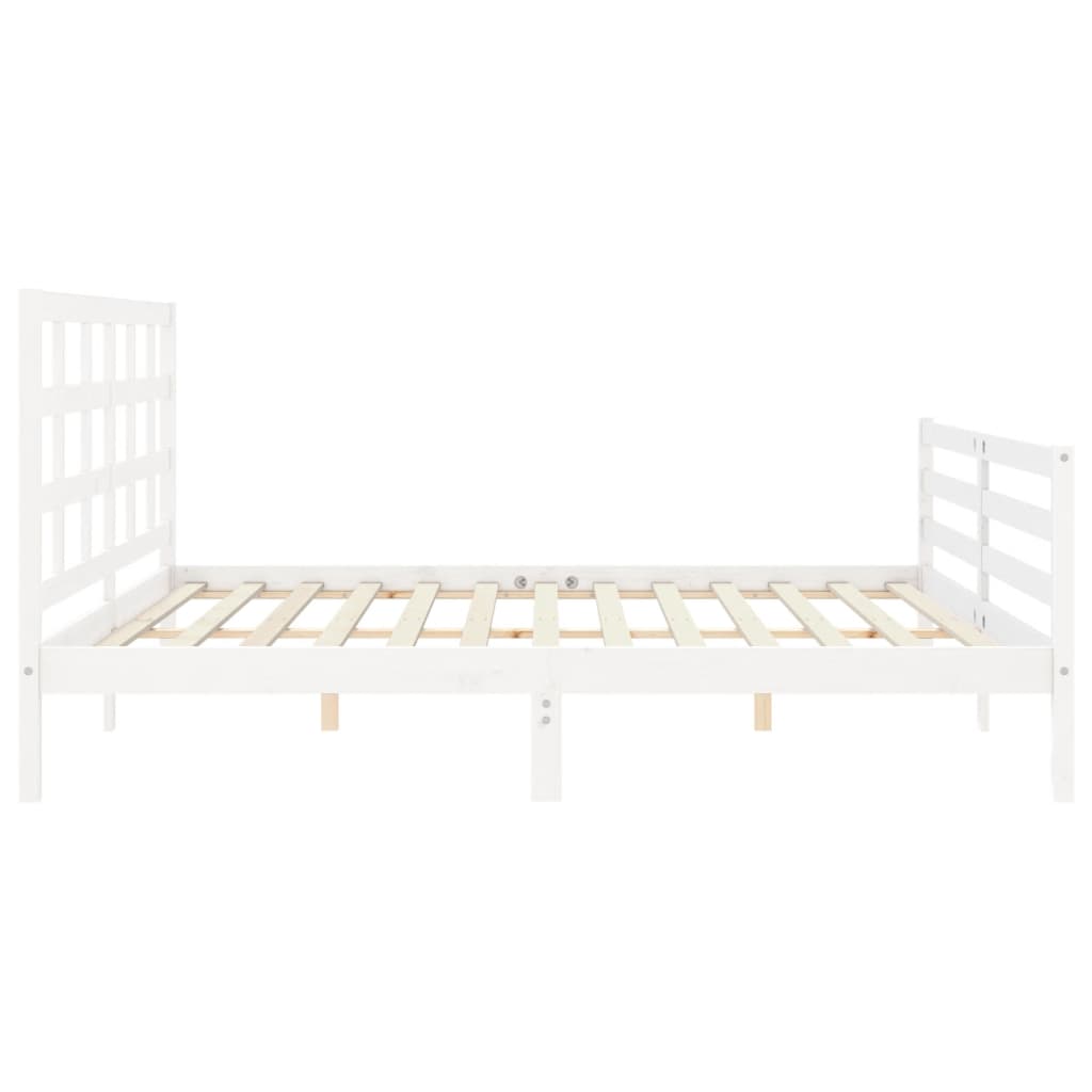 vidaXL Estructura de cama con cabecero madera maciza blanco 200x200 cm