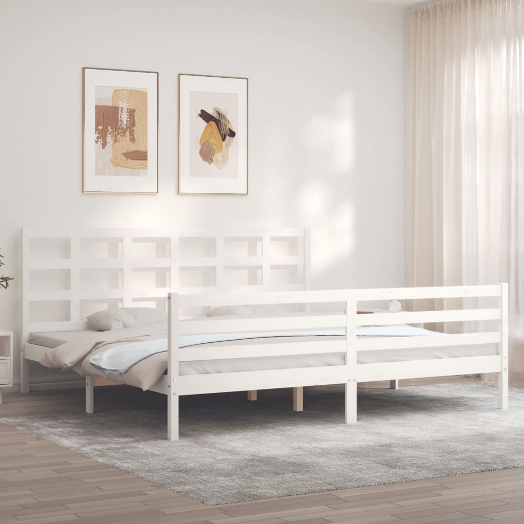 vidaXL Estructura de cama con cabecero madera maciza blanco 200x200 cm