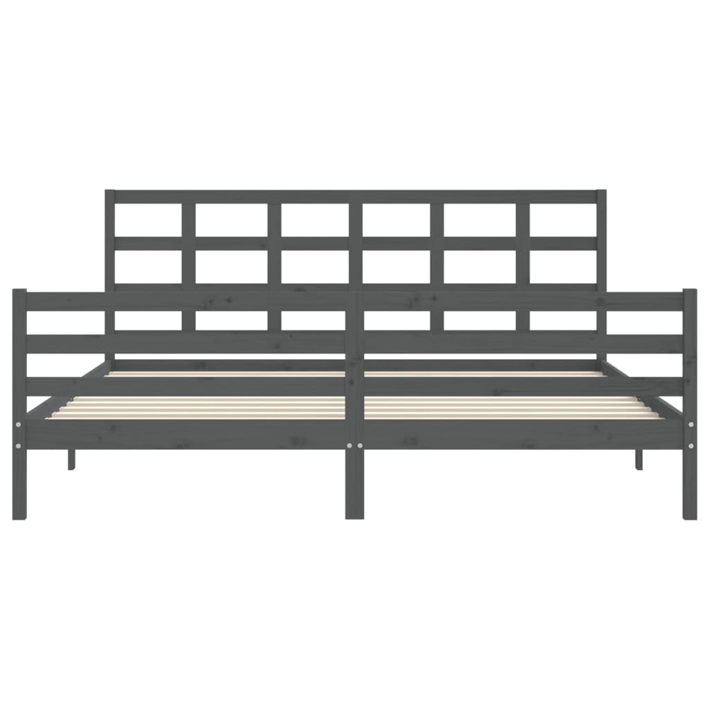 vidaXL Estructura de cama con cabecero madera maciza gris 200x200 cm