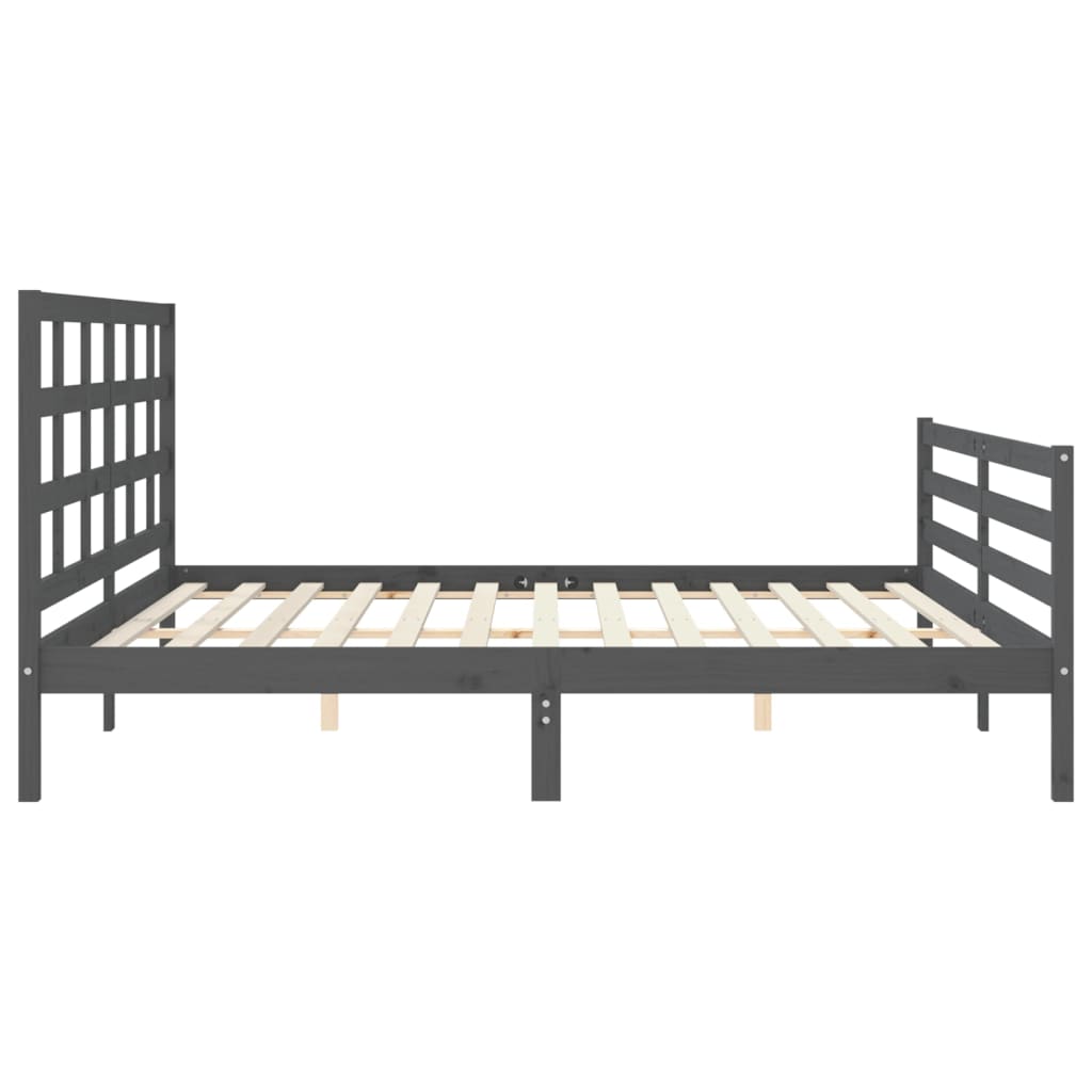 vidaXL Estructura de cama con cabecero madera maciza gris 200x200 cm