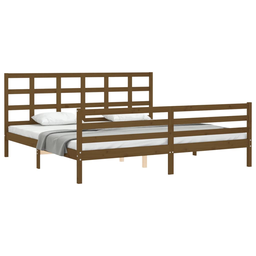 vidaXL Estructura cama y cabecero madera maciza marrón miel 200x200 cm