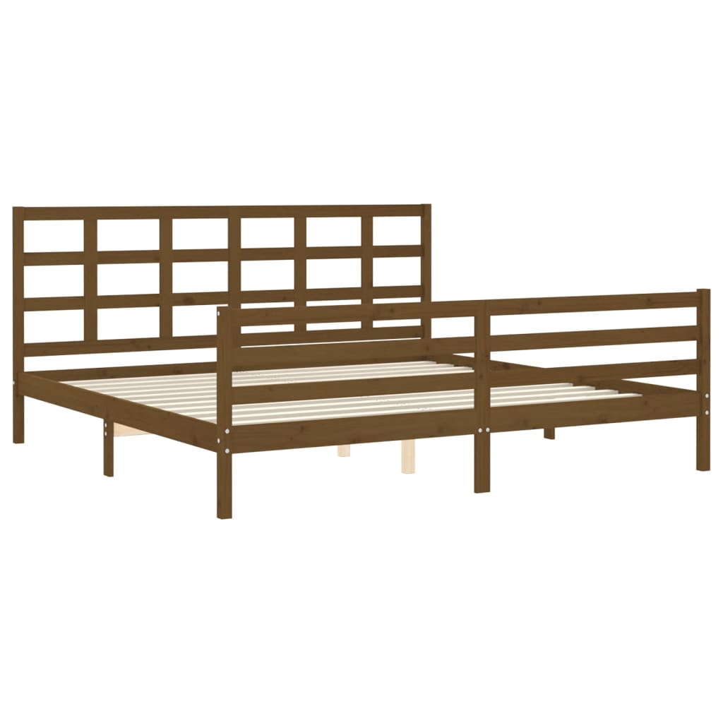 vidaXL Estructura cama y cabecero madera maciza marrón miel 200x200 cm