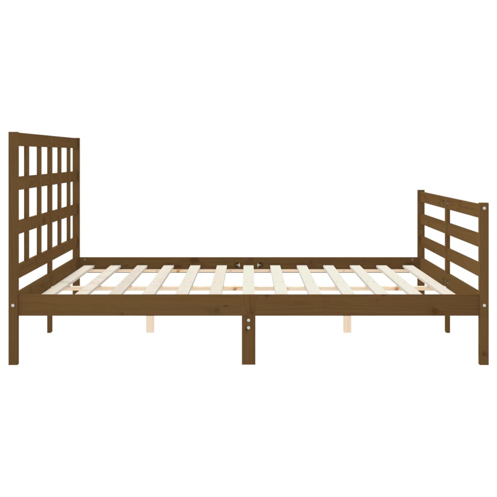 vidaXL Estructura cama y cabecero madera maciza marrón miel 200x200 cm