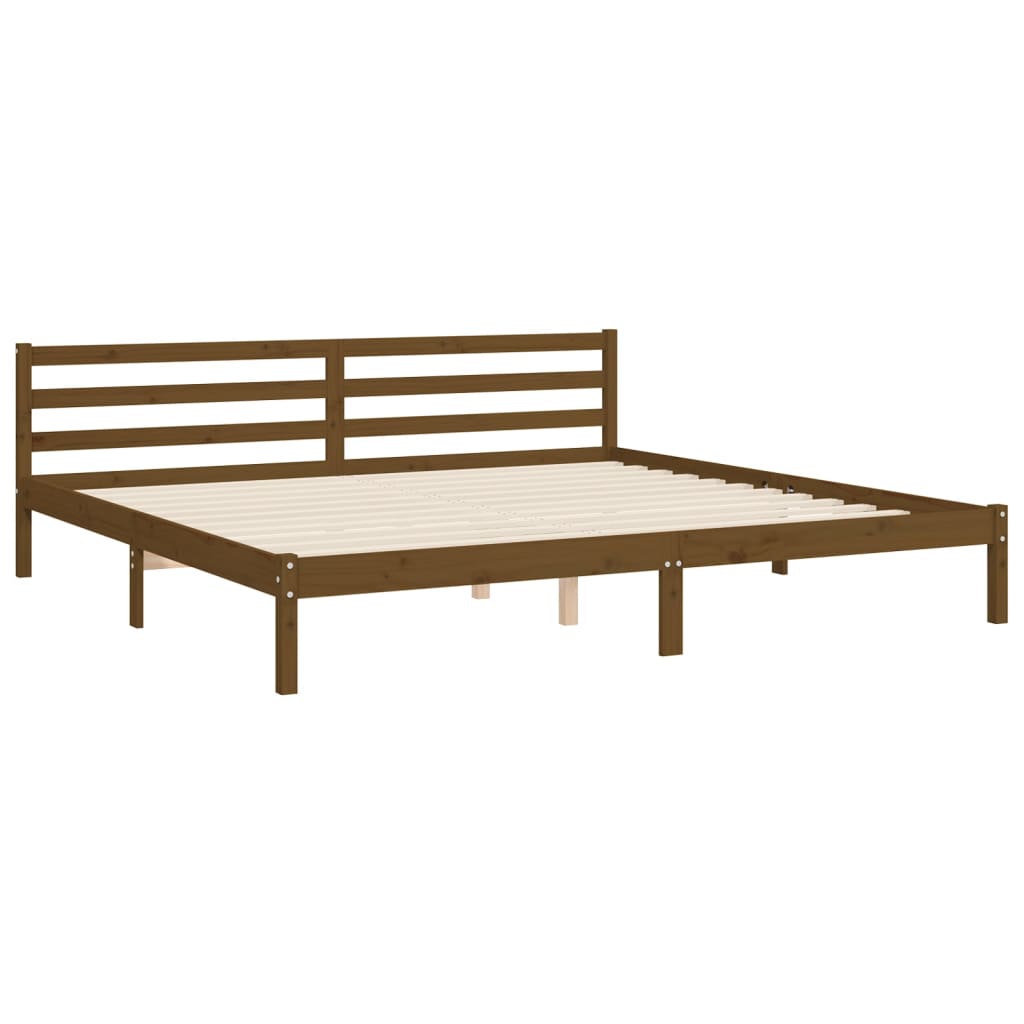 vidaXL Estructura cama y cabecero madera maciza marrón miel 200x200 cm