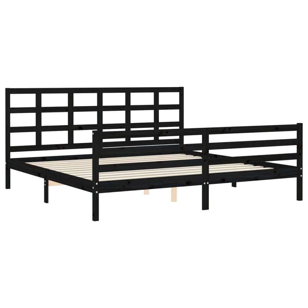 vidaXL Estructura de cama con cabecero madera maciza negro 200x200 cm