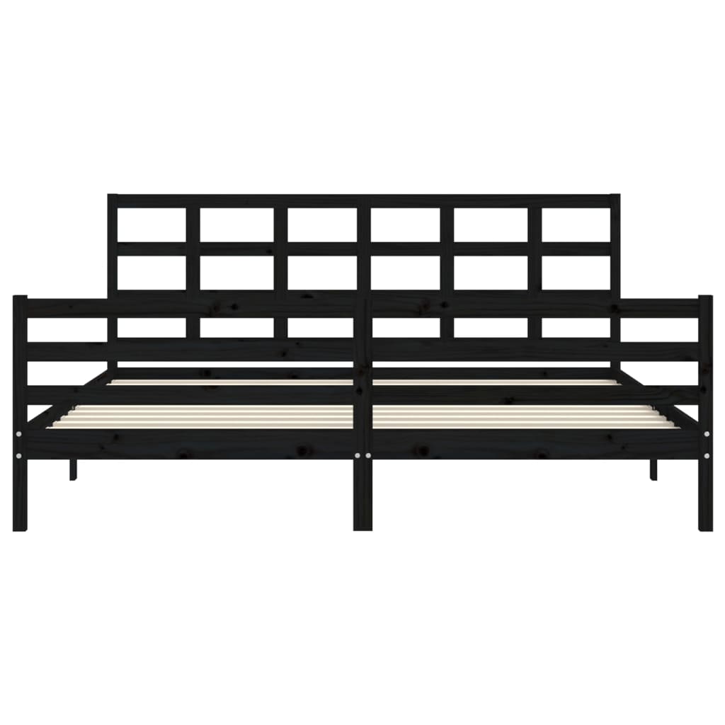 vidaXL Estructura de cama con cabecero madera maciza negro 200x200 cm