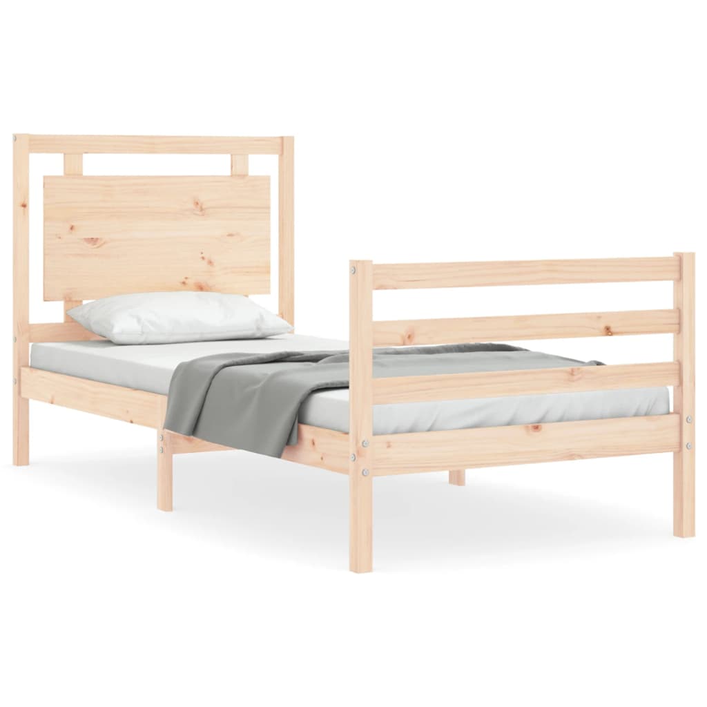 vidaXL Estructura de cama individual con cabecero madera maciza