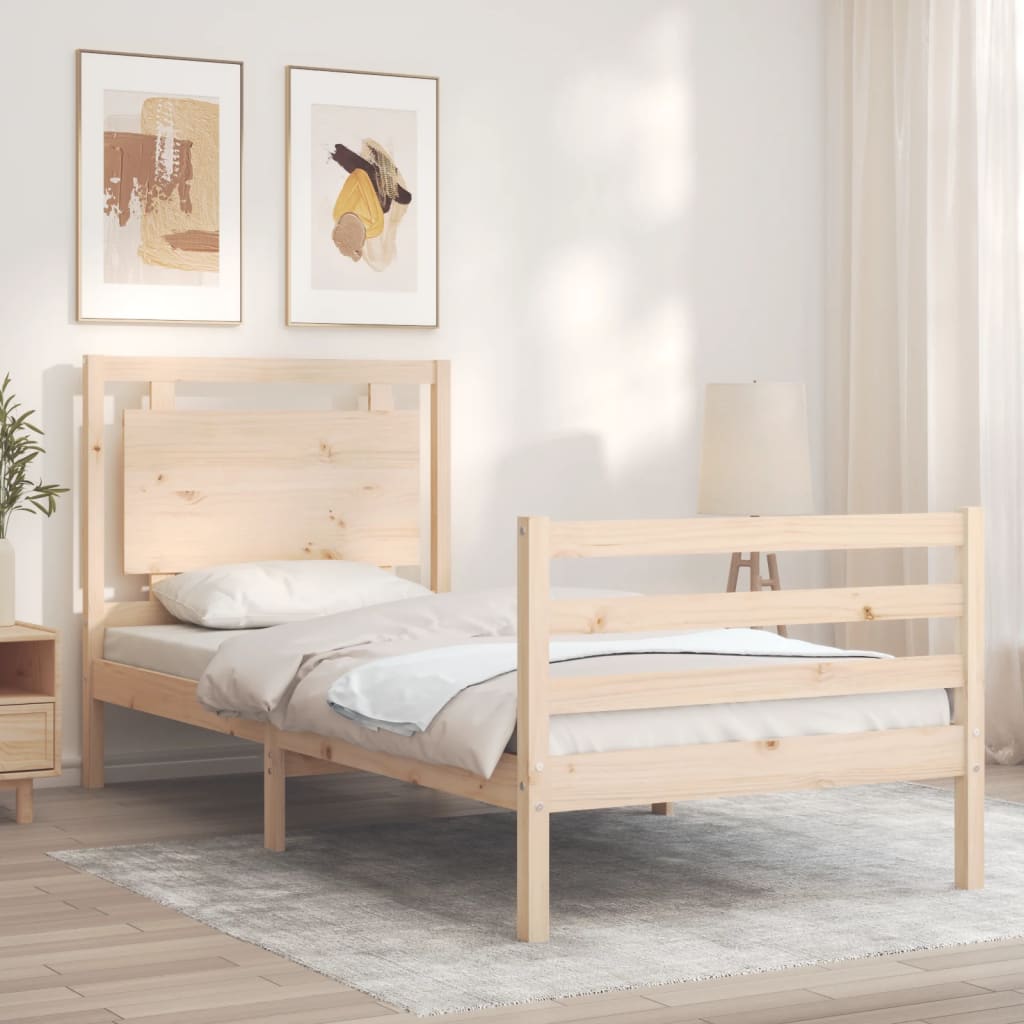 vidaXL Estructura de cama individual con cabecero madera maciza