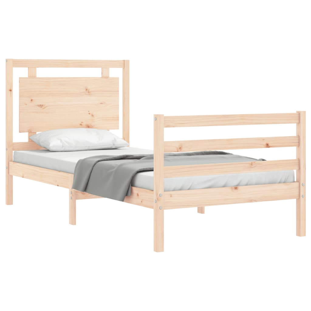 vidaXL Estructura de cama individual con cabecero madera maciza