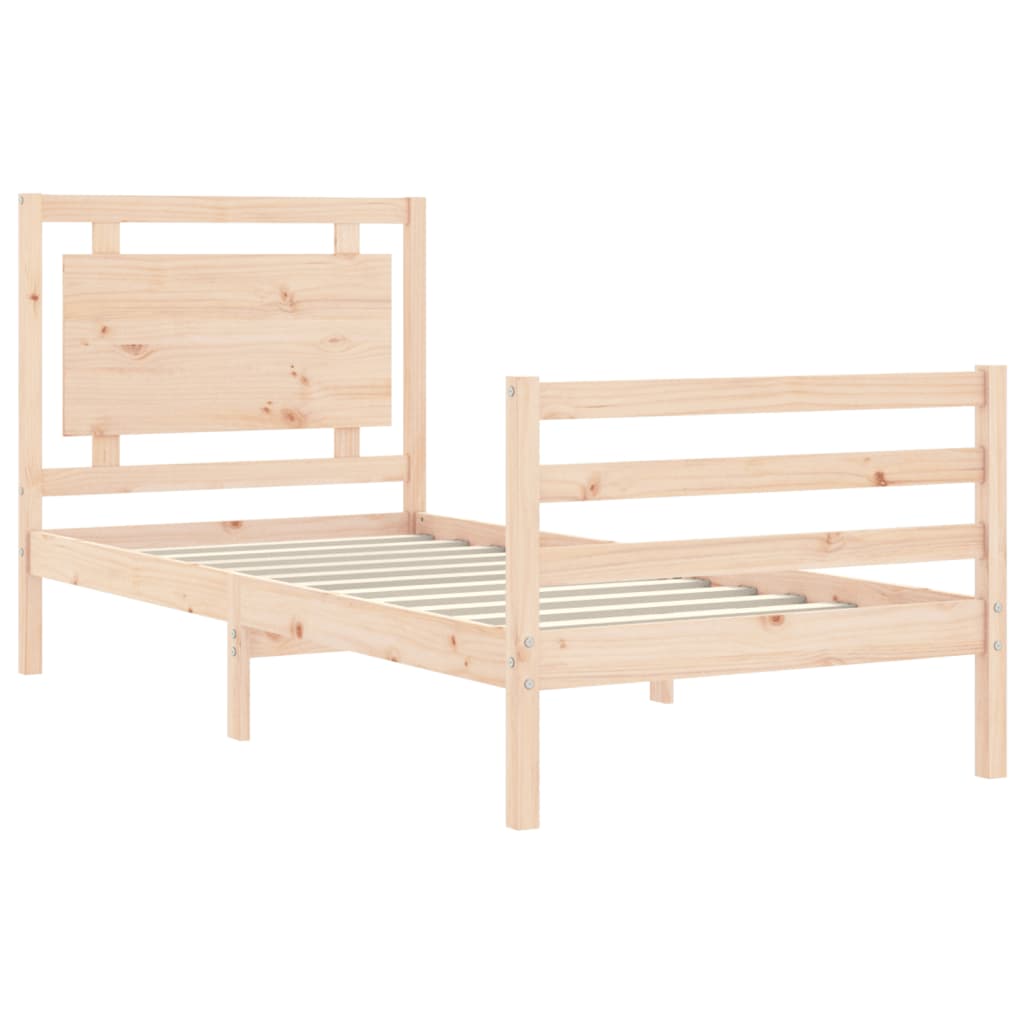 vidaXL Estructura de cama individual con cabecero madera maciza