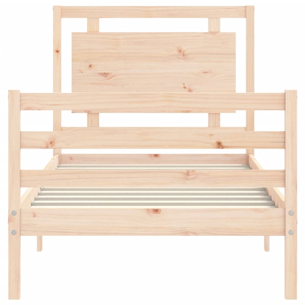 vidaXL Estructura de cama individual con cabecero madera maciza